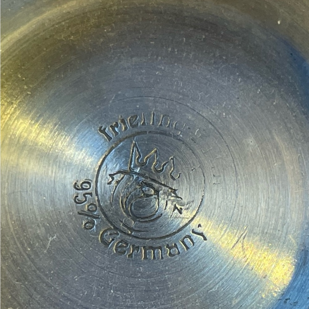 Vintage German 95% Pewter shot glass.  Intricately Designed. - Picture 6 of 6